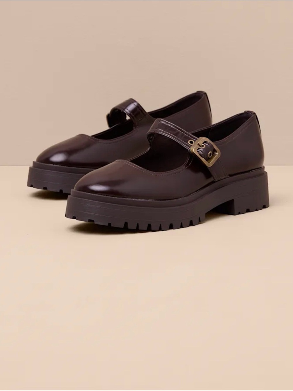 brand new/ never worn Lulu's Dark Brown Mary Jane Loafers with Chunky Lug Sole - Picture 2 of 4